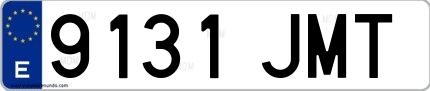 Ejemplo de matrícula española 9131 JMT