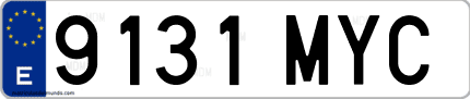Ejemplo de matrícula de coche ordinaria 9131 MYC