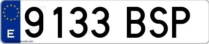 Ejemplo de matrícula española 9133 BSP