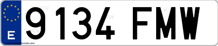 Ejemplo de matrícula de coche ordinaria 9134 FMW