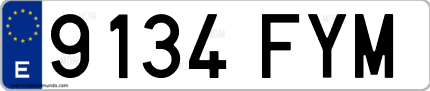 Ejemplo de matrícula de coche ordinaria 9134 FYM