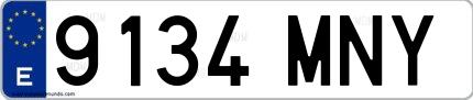 Ejemplo de matrícula española 9134 MNY