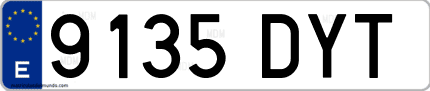 Ejemplo de matrícula de coche ordinaria 9135 DYT