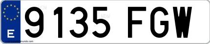 Ejemplo de matrícula española 9135 FGW