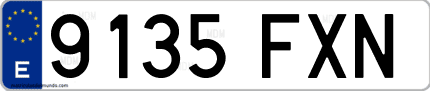 Ejemplo de matrícula de coche ordinaria 9135 FXN