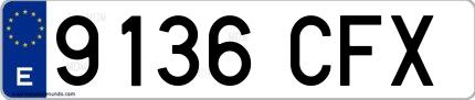 Ejemplo de matrícula española 9136 CFX