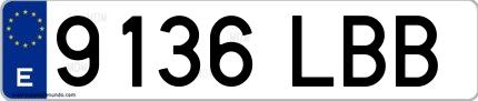 Ejemplo de matrícula española 9136 LBB