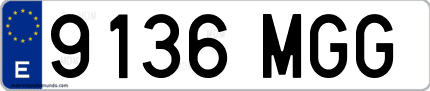 Ejemplo de matrícula de coche ordinaria 9136 MGG