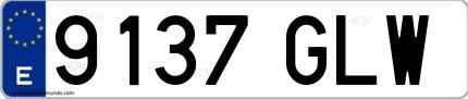 Ejemplo de matrícula española 9137 GLW