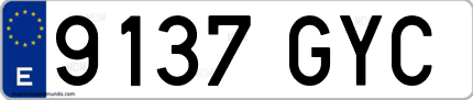 Ejemplo de matrícula de coche ordinaria 9137 GYC