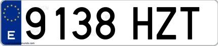 Ejemplo de matrícula española 9138 HZT