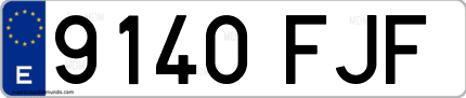 Ejemplo de matrícula de coche ordinaria 9140 FJF
