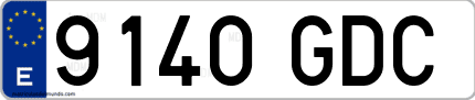 Ejemplo de matrícula de coche ordinaria 9140 GDC