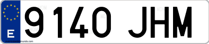 Ejemplo de matrícula de coche ordinaria 9140 JHM