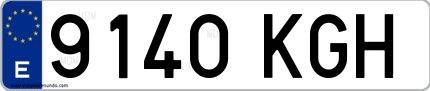 Ejemplo de matrícula española 9140 KGH