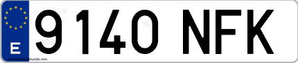 Ejemplo de matrícula de coche ordinaria 9140 NFK