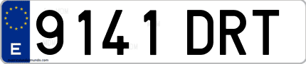 Ejemplo de matrícula de coche ordinaria 9141 DRT