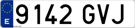 Ejemplo de matrícula española 9142 GVJ