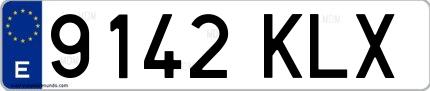 Ejemplo de matrícula española 9142 KLX