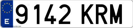 Ejemplo de matrícula de coche ordinaria 9142 KRM