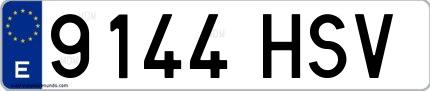 Ejemplo de matrícula española 9144 HSV