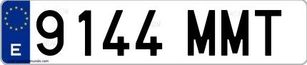 Ejemplo de matrícula española 9144 MMT