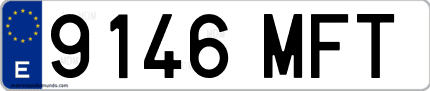 Ejemplo de matrícula de coche ordinaria 9146 MFT