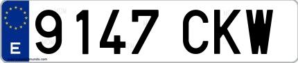 Ejemplo de matrícula española 9147 CKW