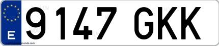 Ejemplo de matrícula española 9147 GKK