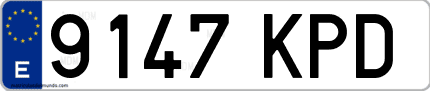 Ejemplo de matrícula de coche ordinaria 9147 KPD