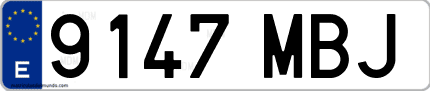 Ejemplo de matrícula de coche ordinaria 9147 MBJ