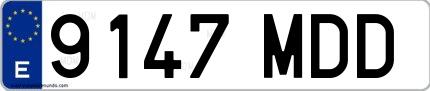 Ejemplo de matrícula española 9147 MDD