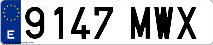 Ejemplo de matrícula de coche ordinaria 9147 MWX