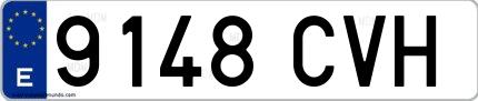 Ejemplo de matrícula española 9148 CVH