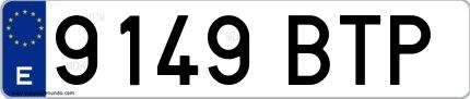 Ejemplo de matrícula española 9149 BTP
