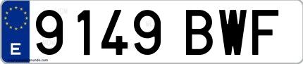 Ejemplo de matrícula española 9149 BWF