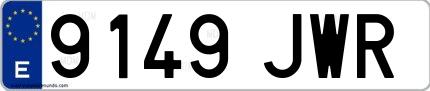 Ejemplo de matrícula española 9149 JWR