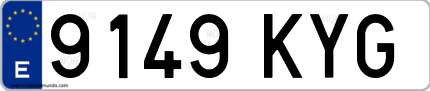Ejemplo de matrícula de coche ordinaria 9149 KYG