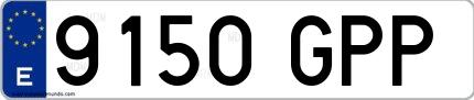 Ejemplo de matrícula española 9150 GPP