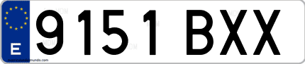 Ejemplo de matrícula de coche ordinaria 9151 BXX