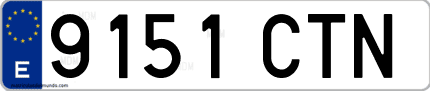 Ejemplo de matrícula de coche ordinaria 9151 CTN