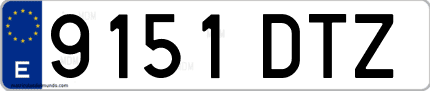 Ejemplo de matrícula de coche ordinaria 9151 DTZ