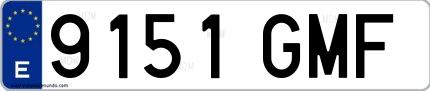 Ejemplo de matrícula española 9151 GMF
