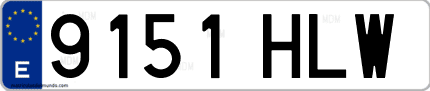 Ejemplo de matrícula de coche ordinaria 9151 HLW
