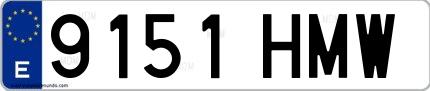Ejemplo de matrícula española 9151 HMW