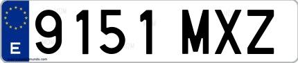 Ejemplo de matrícula de coche ordinaria 9151 MXZ