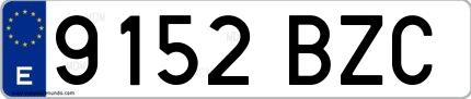 Ejemplo de matrícula española 9152 BZC