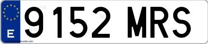 Ejemplo de matrícula española 9152 MRS