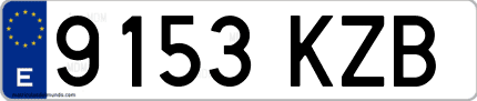 Ejemplo de matrícula de coche ordinaria 9153 KZB