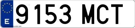Ejemplo de matrícula española 9153 MCT